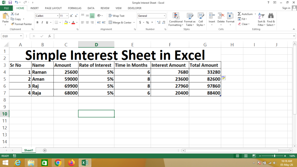 Simple Interest Sheet - Shree Balaji Institute