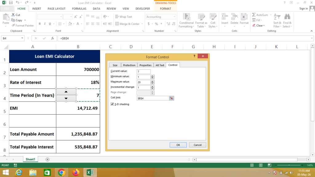 Loan EMI Calculator in Excel