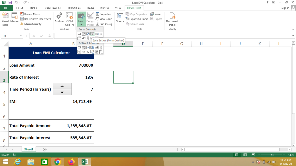 Loan EMI Calculator in Excel