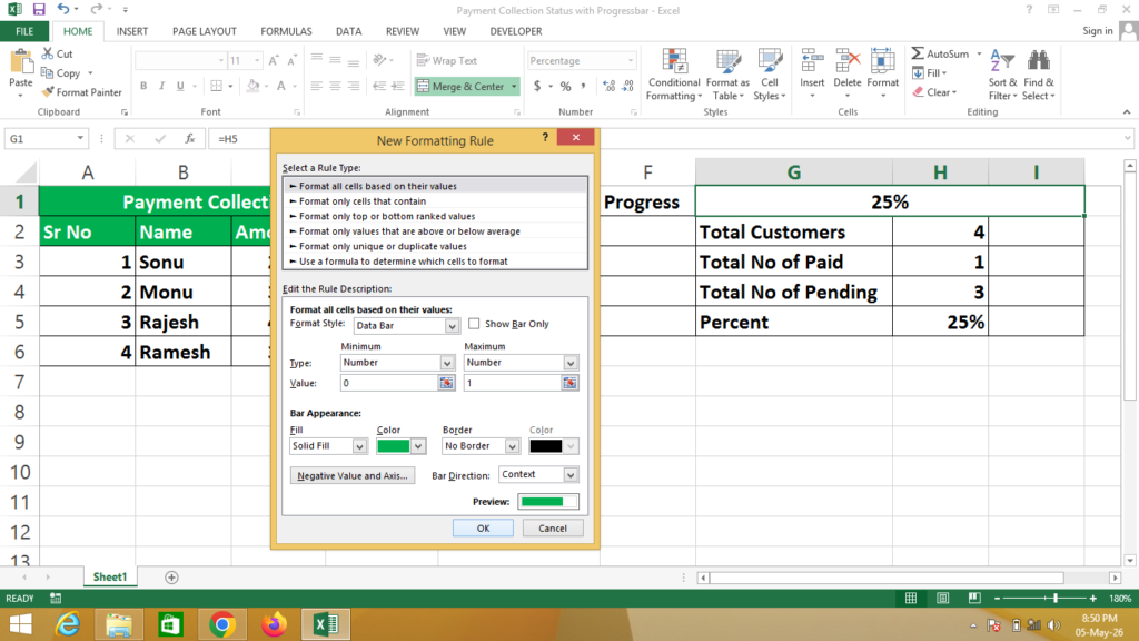 Payment Collection Status with Progress Bar