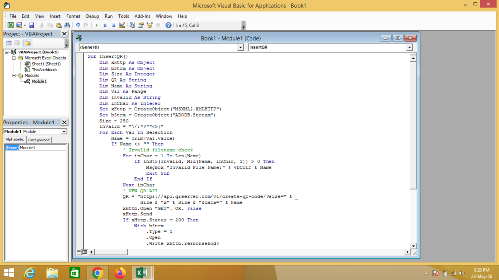 QR Code VBA Code in Excel
