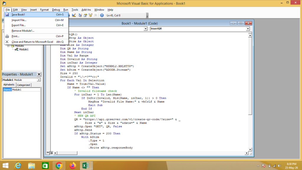 QR Code VBA Code in Excel