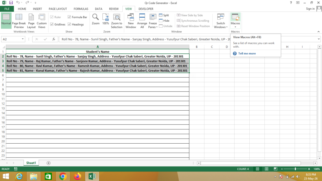 QR Code VBA Code in Excel