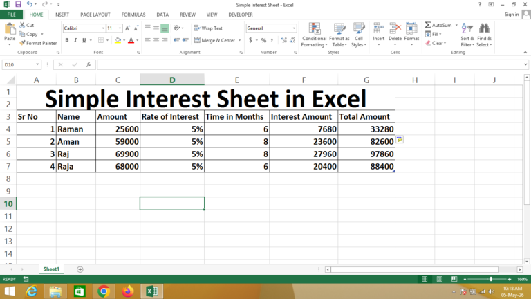 Simple Interest Sheet - Shree Balaji Institute