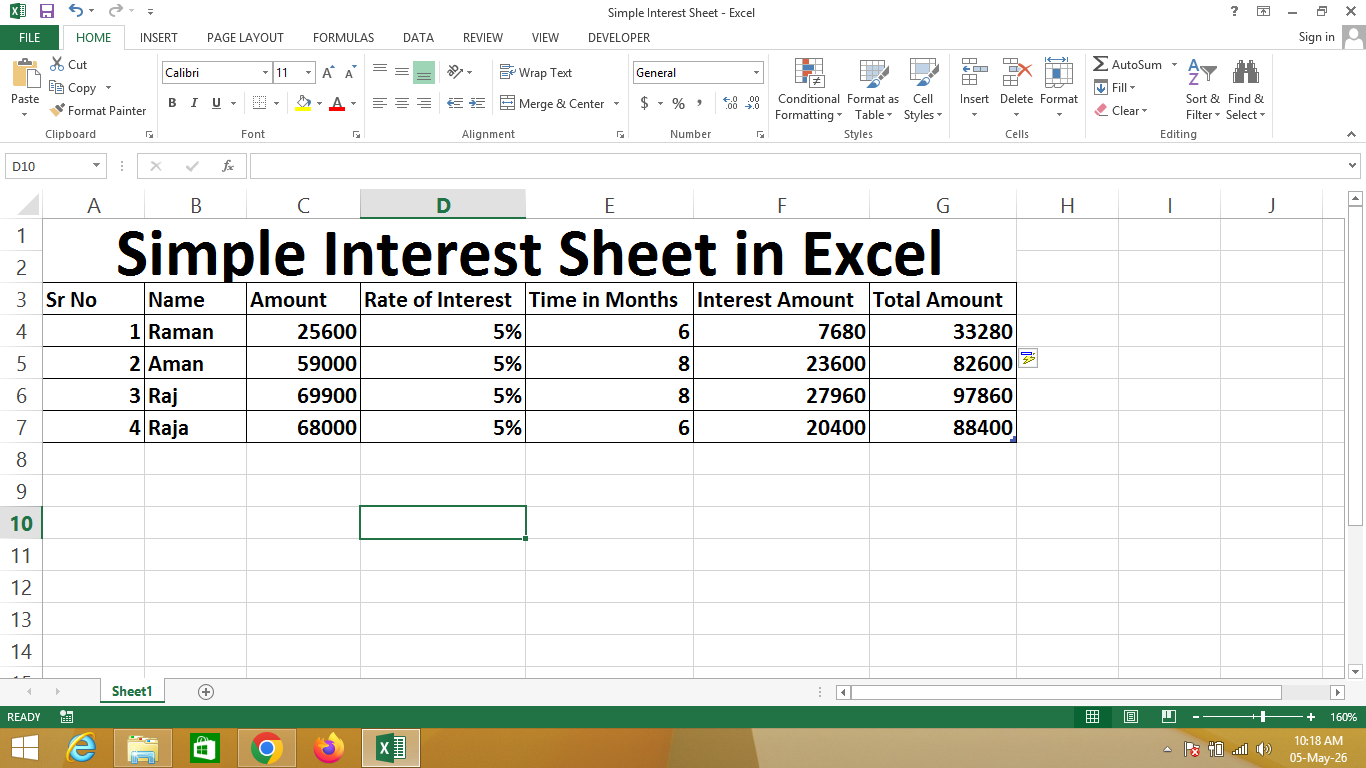 Simple Interest Sheet - Shree Balaji Institute